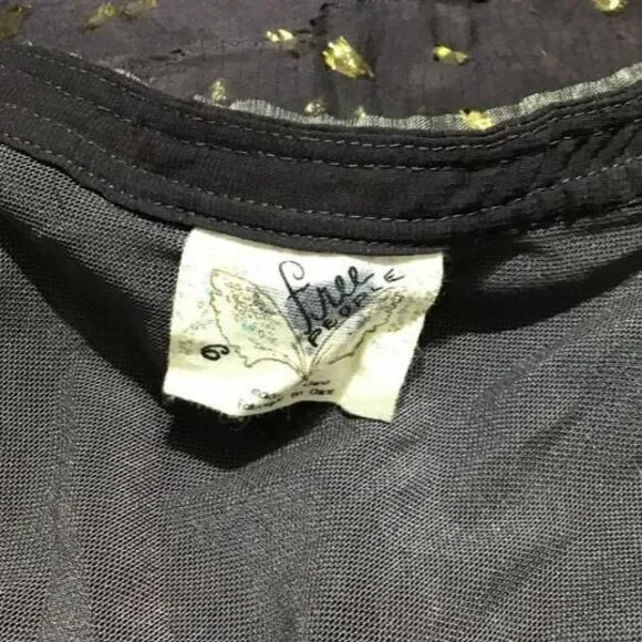 Free People Black & Gold Metallic Ruffle Tunic - Picture 6 of 8